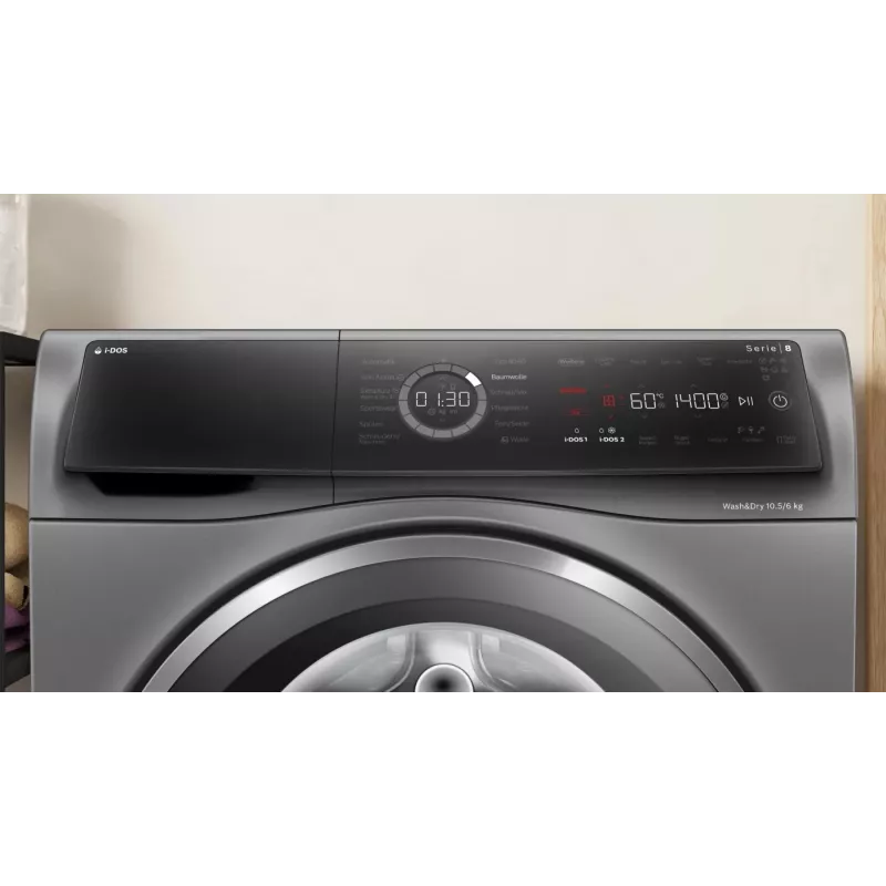 Bosch Serie 8 WNC254AS0 pesumasin-kuivati Eraldiseisev Eestlaetav Roostevaba teras