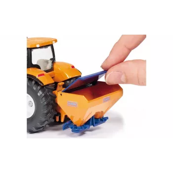 Siku traktor lükkeplaadi ja soolapuisturiga, Traktori mudel, Kokkupandud, 1:50, Metall, Plast, 3 a, Must, Sinine, Oranž