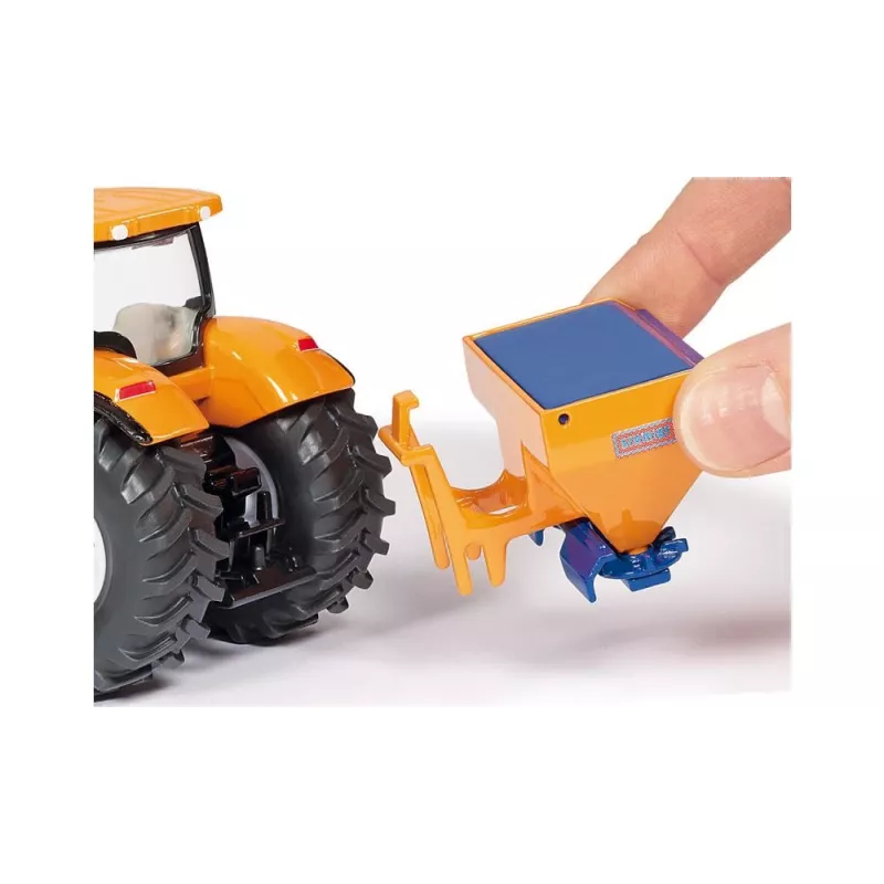 Siku traktor lükkeplaadi ja soolapuisturiga, Traktori mudel, Kokkupandud, 1:50, Metall, Plast, 3 a, Must, Sinine, Oranž