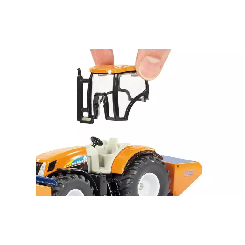 Siku traktor lükkeplaadi ja soolapuisturiga, Traktori mudel, Kokkupandud, 1:50, Metall, Plast, 3 a, Must, Sinine, Oranž