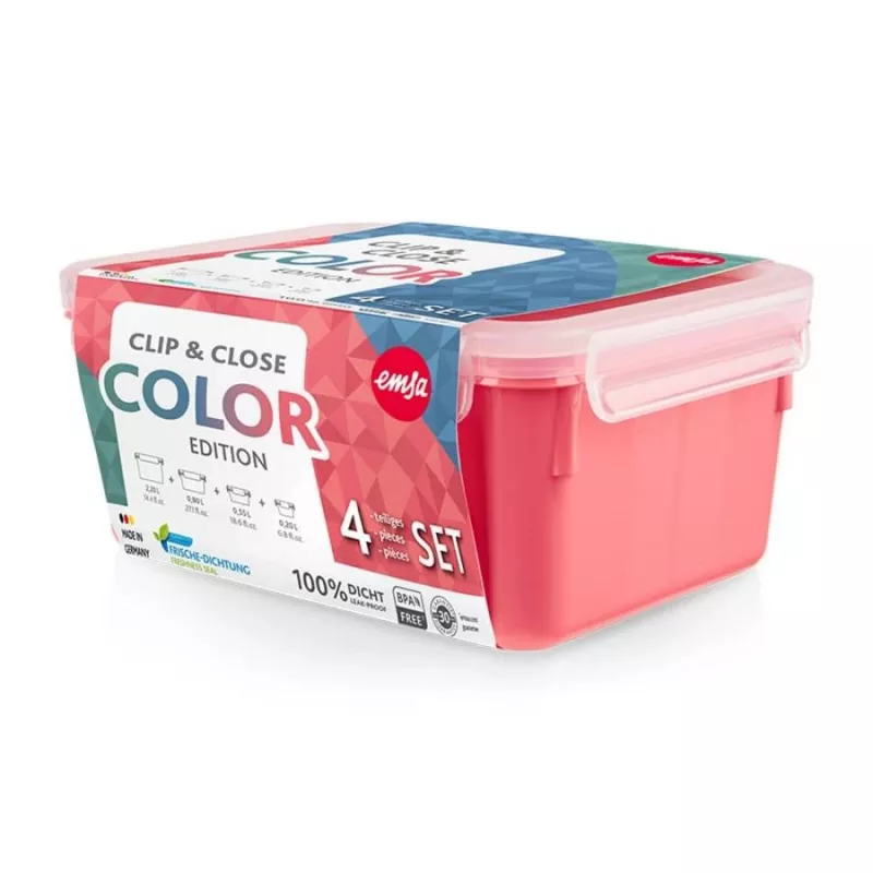 EMSA Clip & Close Ristkülikukujuline komplekt Coral 4 tk