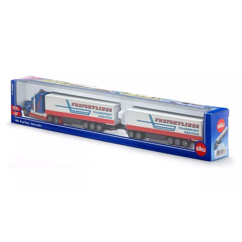 Siku Road Train, Road train model, Kokkupandud, 1:87, Metall, Plastik, 3 a, Sinine, Punane, Valge