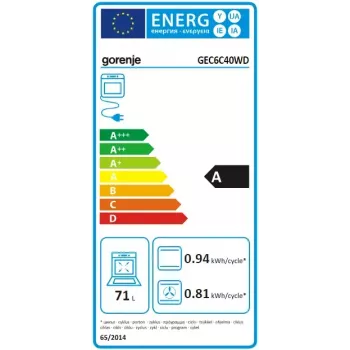 Gorenje GEC6C40WD vabaltseisev pliit Elektriline Keraamiline pliidiplaat Must, Valge