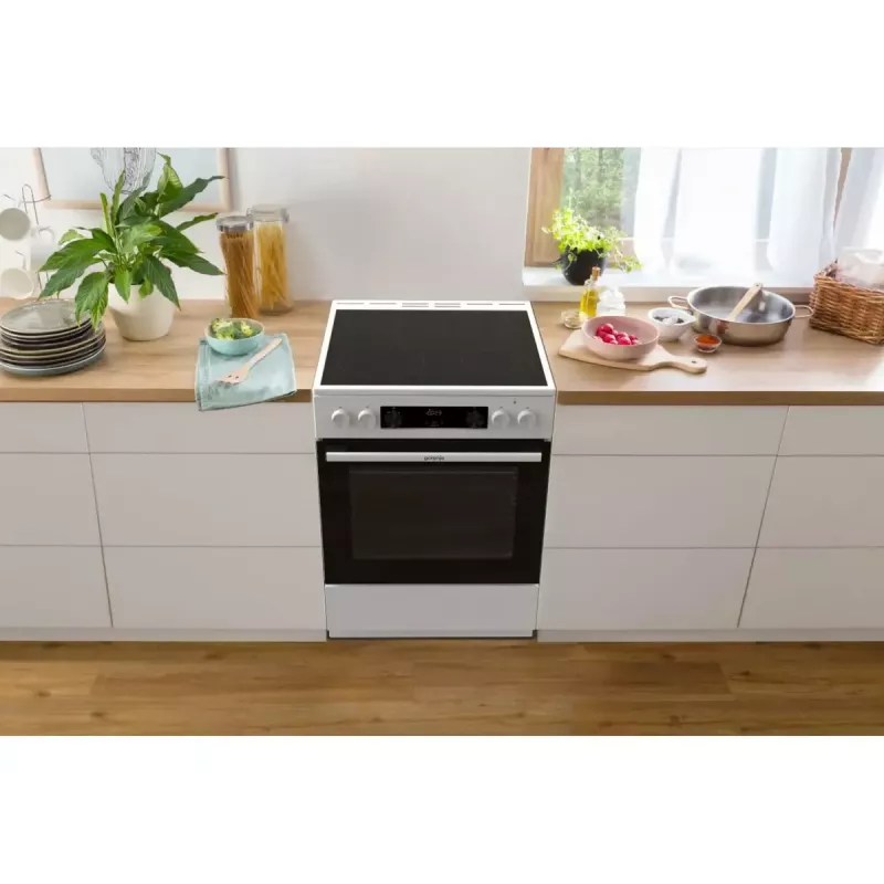 Gorenje GEC6C40WD vabaltseisev pliit Elektriline Keraamiline pliidiplaat Must, Valge