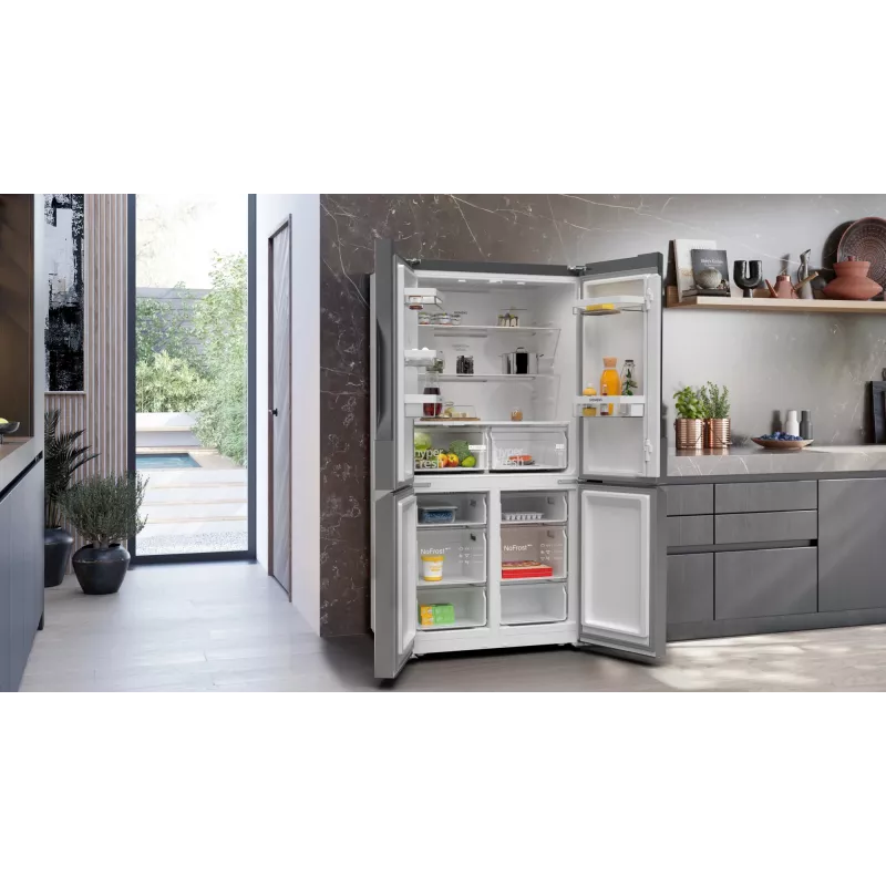 Siemens iQ300 KF96NVPEA külmik-sügavkülmik vabaltseisev 605 L Hõbedane