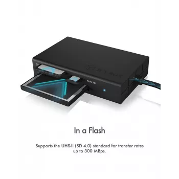 ICY BOX IB-CR401-C3 kaardilugeja USB 3.2 Gen 1 (3.1 Gen 1) USB-C Must
