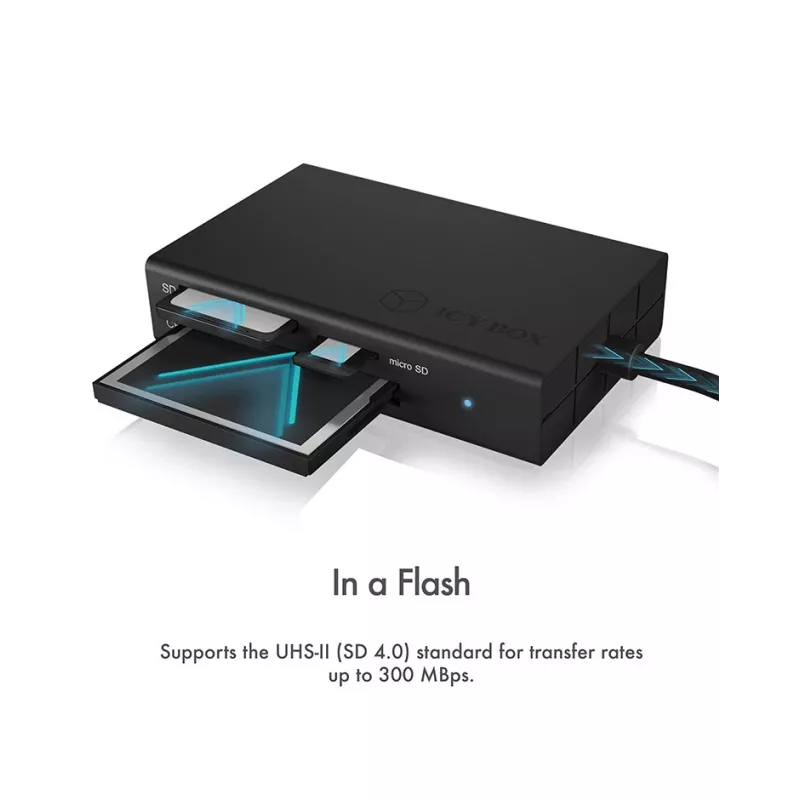 ICY BOX IB-CR401-C3 kaardilugeja USB 3.2 Gen 1 (3.1 Gen 1) USB-C Must