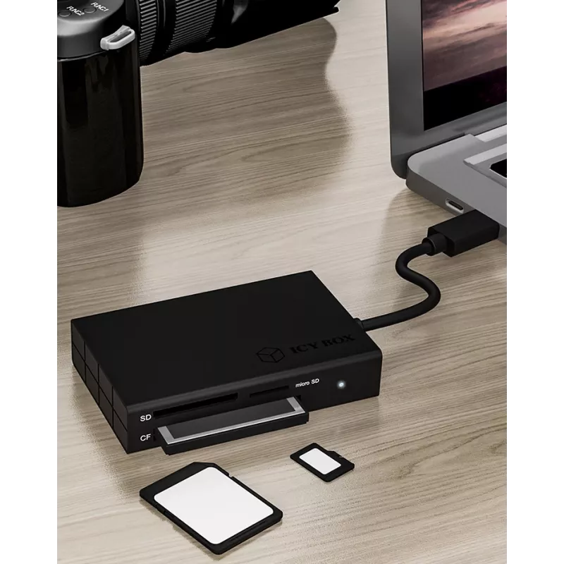ICY BOX IB-CR401-C3 kaardilugeja USB 3.2 Gen 1 (3.1 Gen 1) USB-C Must