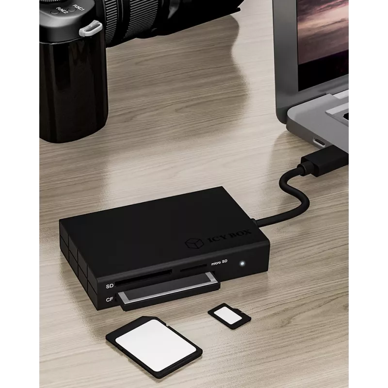 ICY BOX IB-CR401-C3 kaardilugeja USB 3.2 Gen 1 (3.1 Gen 1) USB-C Must