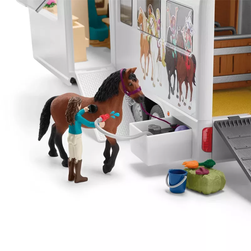 schleich HORSE CLUB Hobuste Transporter, Hooned, Telkimine, Hobusetall, Hobused, Ratsavõistlus, 5 a, Mitmevärviline, Plastik