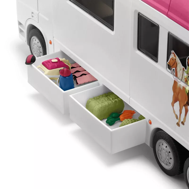 schleich HORSE CLUB Hobuste Transporter, Hooned, Telkimine, Hobusetall, Hobused, Ratsavõistlus, 5 a, Mitmevärviline, Plastik