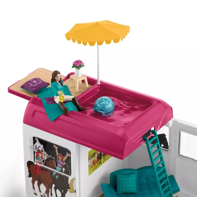 schleich HORSE CLUB Hobuste Transporter, Hooned, Telkimine, Hobusetall, Hobused, Ratsavõistlus, 5 a, Mitmevärviline, Plastik