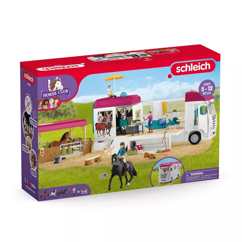 schleich HORSE CLUB Hobuste Transporter, Hooned, Telkimine, Hobusetall, Hobused, Ratsavõistlus, 5 a, Mitmevärviline, Plastik