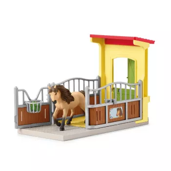 schleich FARM WORLD Poniboks Islandi poni täkuga, talu, hooned, taluloomad/talumänguasjad, hobusetall, hobused, 3 a, mitmevärviline