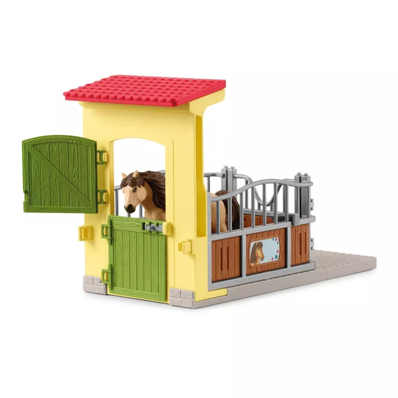 schleich FARM WORLD Poniboks Islandi poni täkuga, talu, hooned, taluloomad/talumänguasjad, hobusetall, hobused, 3 a, mitmevärviline
