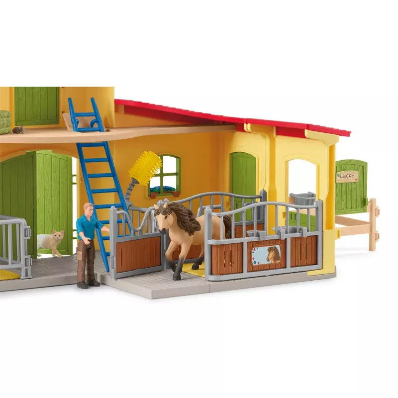 schleich FARM WORLD Poniboks Islandi poni täkuga, talu, hooned, taluloomad/talumänguasjad, hobusetall, hobused, 3 a, mitmevärviline