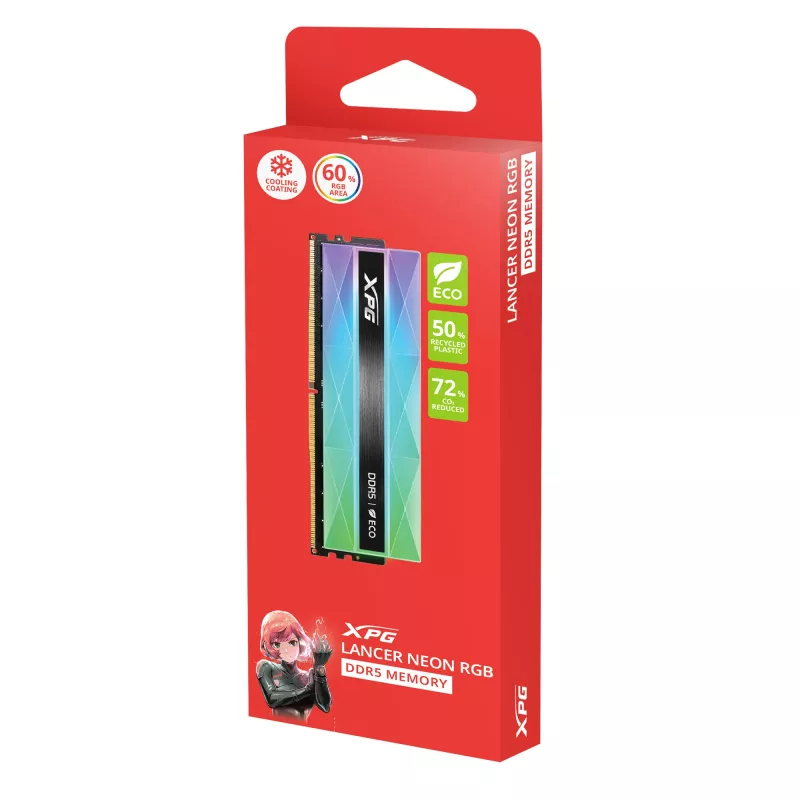 ADATA DIMM 16 GB DDR5-6400 (1x 16 GB) (silber - AX5U6400C3216G-CLANRSG - Lancer Neon RGB - INTEL XMP - AMD EXPO) - 16 GB - DDR5