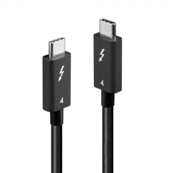 Lindy 1m Thunderbolt 4 kaabel, 40 Gbps, passiivne, isane, isane, 1 m, 40 Gbit/s, must, nikkel/kuld