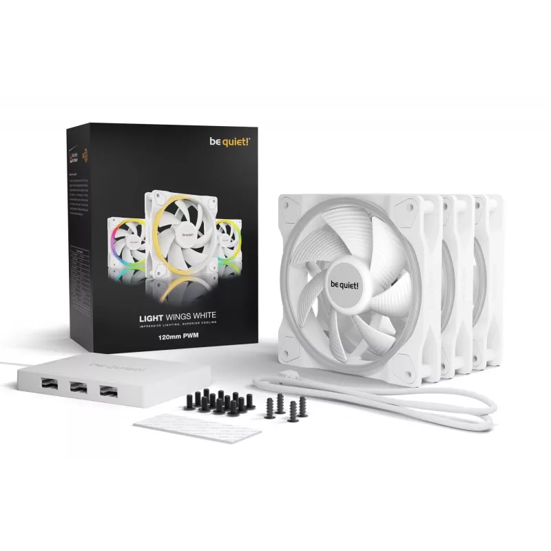 be quiet Light Wings Valge | 120mm PWM Triple Pack Arvutikorpuse ventilaator 12 cm 3 tk
