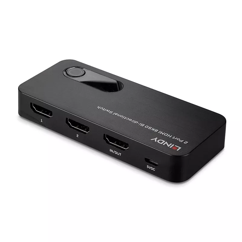 Lindy 2-pordiline HDMI 8K60 kahesuunaline lüliti, HDMI, ABS, must, 120 Hz, 3840 x 2160, 7680 x 4320, 48 Gbit/s