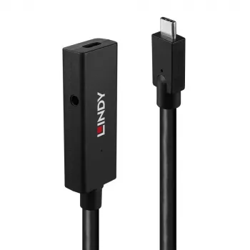Lindy 5m USB 3.2 Gen 2 C/C Active Extension, 5 m, USB C, USB C, USB 3.2 Gen 2 (3.1 Gen 2), 10 Gbit/s, Must