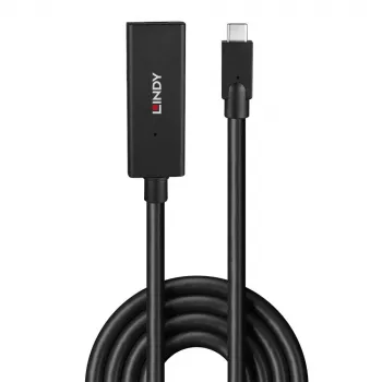 Lindy 5m USB 3.2 Gen 2 C/C Active Extension, 5 m, USB C, USB C, USB 3.2 Gen 2 (3.1 Gen 2), 10 Gbit/s, Must