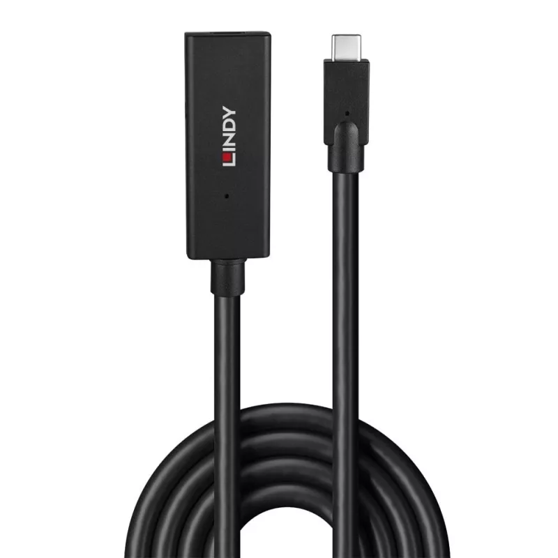 Lindy 5m USB 3.2 Gen 2 C/C Active Extension, 5 m, USB C, USB C, USB 3.2 Gen 2 (3.1 Gen 2), 10 Gbit/s, Must