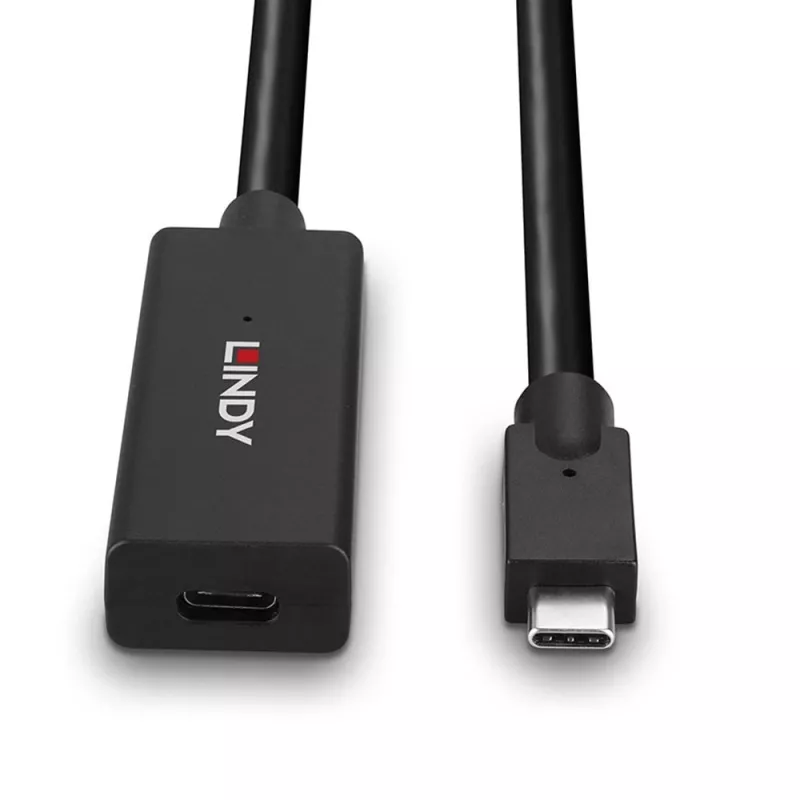 Lindy 5m USB 3.2 Gen 2 C/C Active Extension, 5 m, USB C, USB C, USB 3.2 Gen 2 (3.1 Gen 2), 10 Gbit/s, Must