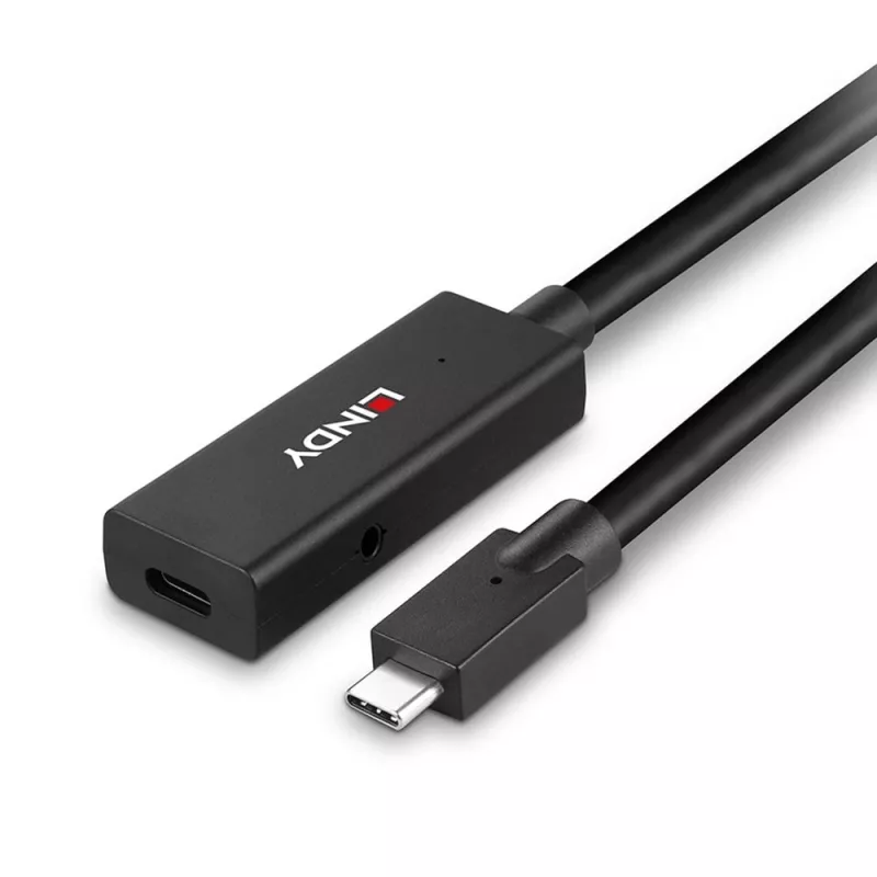 Lindy 5m USB 3.2 Gen 2 C/C Active Extension, 5 m, USB C, USB C, USB 3.2 Gen 2 (3.1 Gen 2), 10 Gbit/s, Must