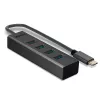 Lindy 4 pordiga USB 3.2 Type C jaotur, hostiliides: USB 3.2 Gen 1 (3.1 Gen 1) USB-C, jaoturi liidesed: USB 3.2 Gen 1 (3.1 Gen 1) Type-A, 5000 Mbit/s, Hall, Alumiinium, Plastik, 0.3 m
