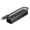 Lindy 4 pordiga USB 3.2 Type C jaotur, hostiliides: USB 3.2 Gen 1 (3.1 Gen 1) USB-C, jaoturi liidesed: USB 3.2 Gen 1 (3.1 Gen 1) Type-A, 5000 Mbit/s, Hall, Alumiinium, Plastik, 0.3 m