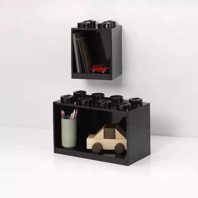 room copenhagen LEGO Tellistest riiul 8+4 must — modulaarne seinariiul 2 riiuliga