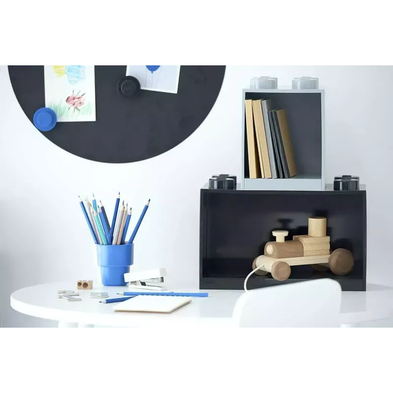 room copenhagen LEGO Tellistest riiul 8+4 must — modulaarne seinariiul 2 riiuliga