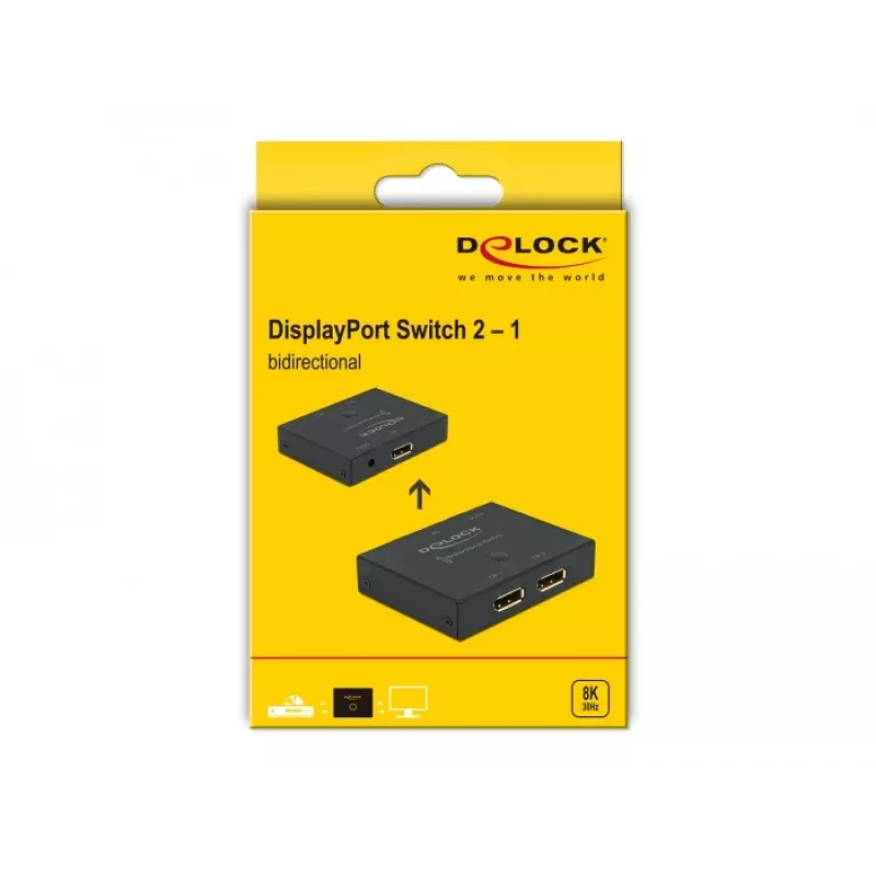 DELOCK DisplayPort 2-1 lüliti - kahesuunaline 8K 30Hz