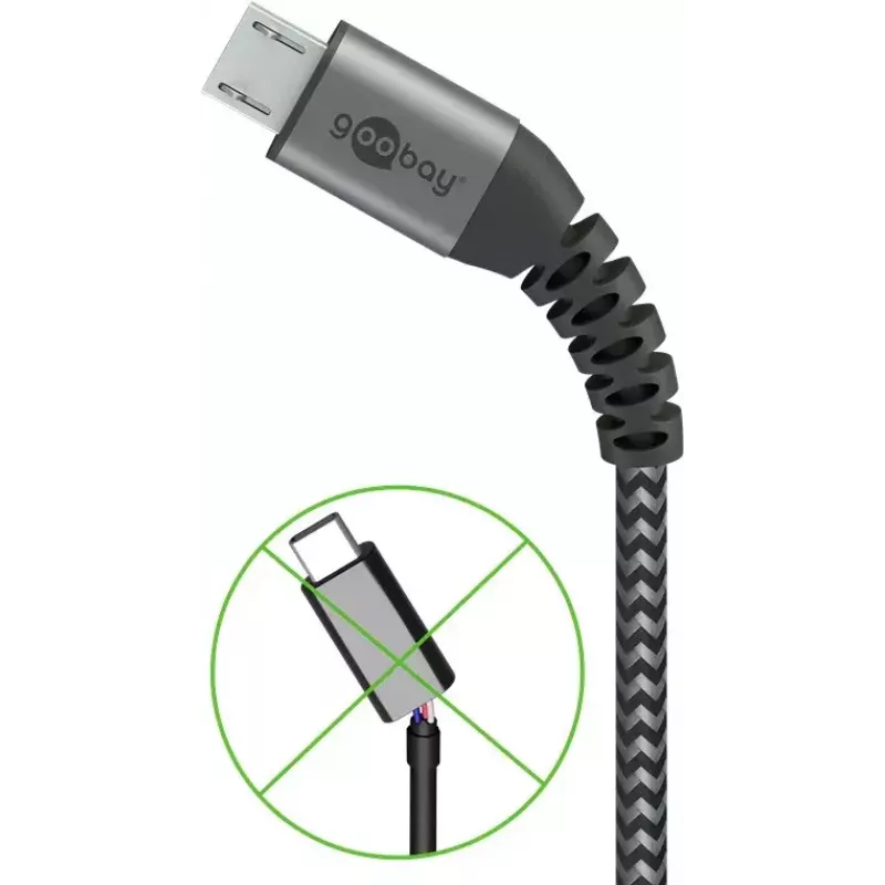 USB-kaabel Wentronic 49282 USB 2.0 1 m Micro-USB B USB A Must Hall