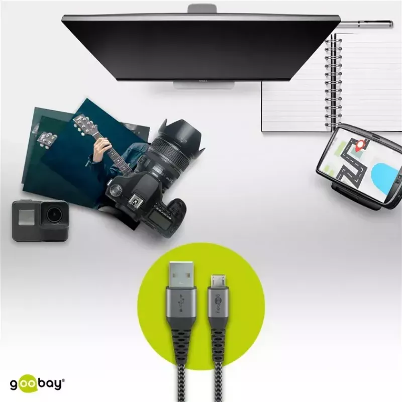 USB-kaabel Wentronic 49282 USB 2.0 1 m Micro-USB B USB A Must Hall