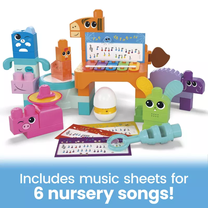 MEGA BLOKS Fisher Price Musical Farm Band Sensorne klotsimänguasi (45 detaili) väikelastele
