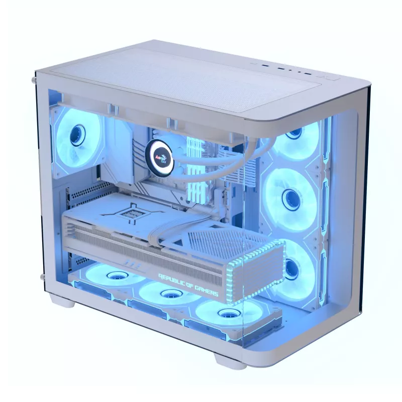 PC Case Aerocool P500C Midi Tower Valge ATX Side PSU 3x120mm Fans