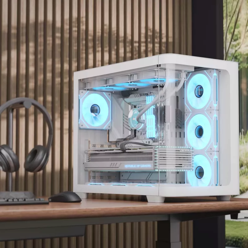 PC Case Aerocool P500C Midi Tower Valge ATX Side PSU 3x120mm Fans
