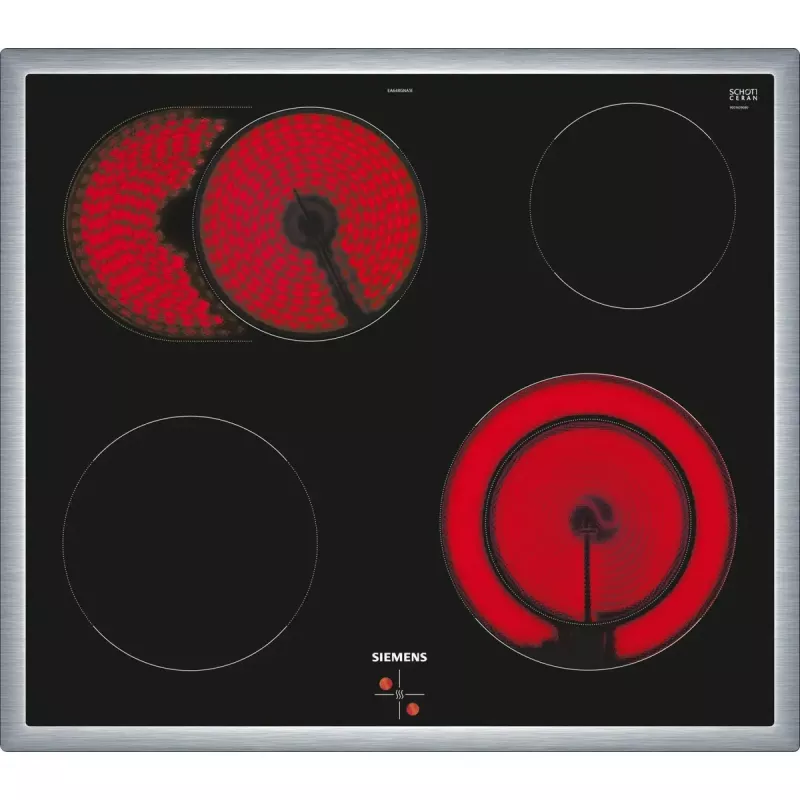 Toiduvalmistamise seadmete komplekt Siemens EQ311KA1ZM — keraamiline pliit (4 tsooni), elektriahi 71 L, klaaskeraamiline pind