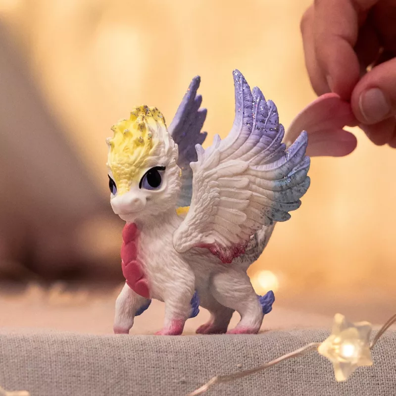 Schleich BAYALA vikerkaare beebilohe kujuke vanusele 5+, beež sinine roheline, ükssarviku/pegase teema