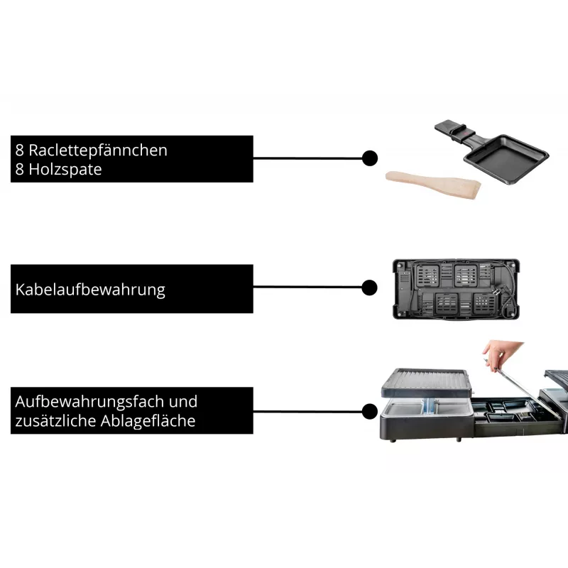 Unold 48755 raclette-grill 8 inimesele 1300 W Must