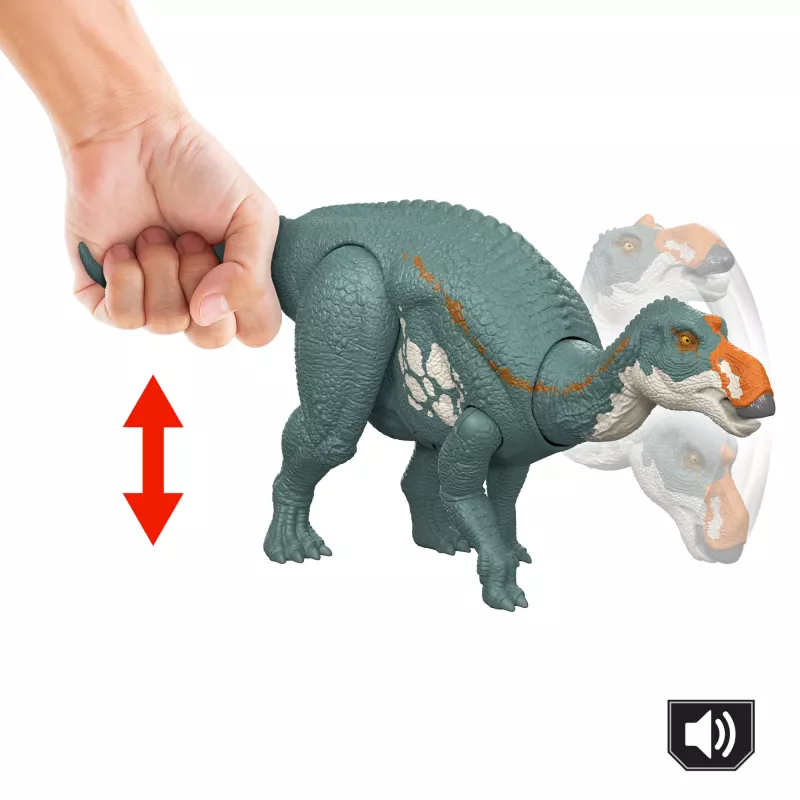 Jurassic World Rebirth Wild Roar Maiasaura dinosaurusemänguasi, sabaga juhitav rünnakuhammustus ja heli