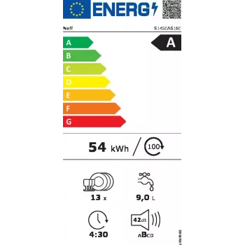Nõudepesumasin NEFF S145EAS16E poolsisse-ehitatav, 13 komplekti, A energia, 42 dB, Home Connect