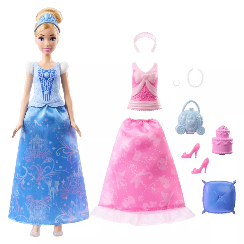 Disney Princess 2-in-1 Stories Cinderella moenukk 2 klõpsatava pihiku, 2 seeliku ja 9 aksessuaariga