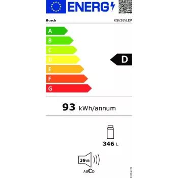 Bosch Serie 4 KSV36VLDP külmik eraldiseisev 346 L roostevaba teras