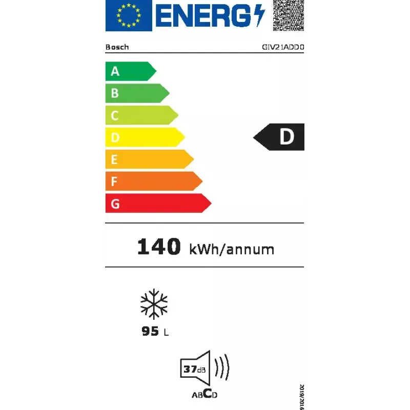 Sisseehitatud püstik-sügavkülmik Bosch Serie 6 GIV21ADD0 — 95 L, 4* tärni, D energiaklass, parem hing