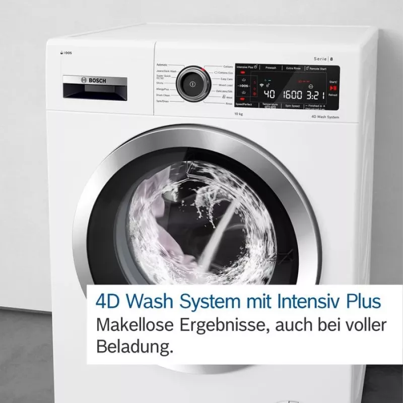 Bosch Serie 8 WGB256041 pesumasin eestlaetav 10 kg 1600 p/min must, valge