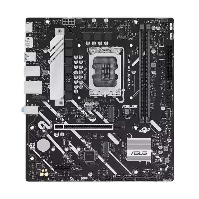 Emaplaat ASUS PRIME H810M-A-CSM — Intel H810, LGA 1851, microATX, 2× DDR5 DIMM (kuni 128 GB), 2× M.2, 4× SATA III, PCIe 4.0