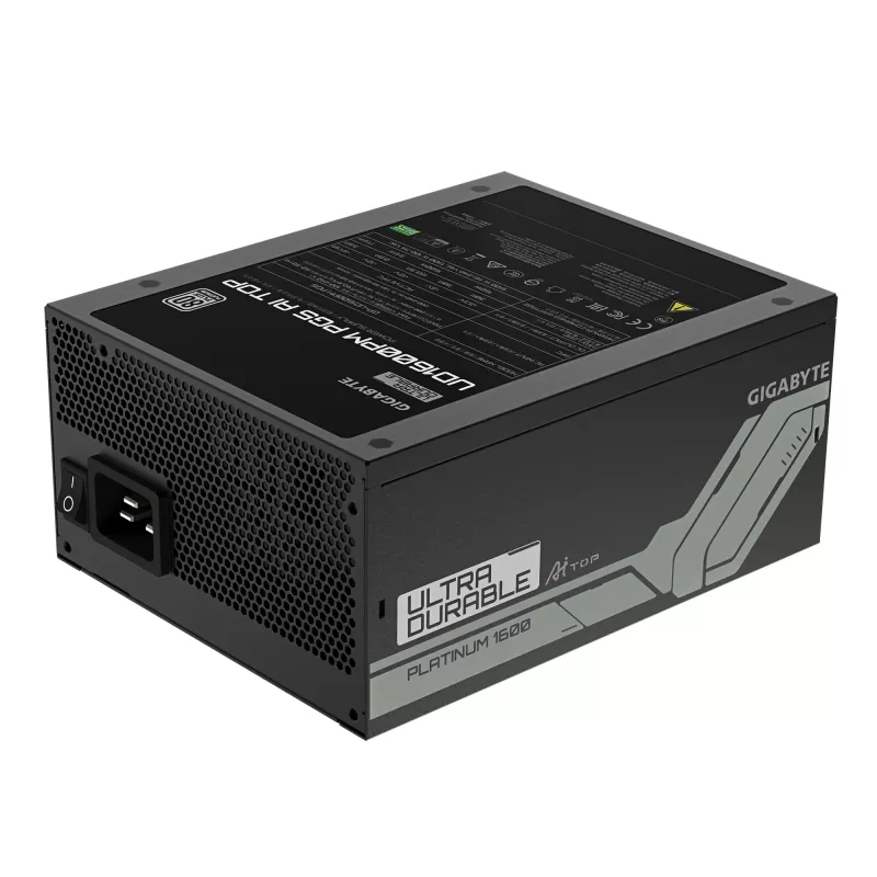 Toiteplokk GIGABYTE UD1600PM PG5 1600W, 80 PLUS Platinum, 92% tõhusus, 20+4 pin ATX, 120 mm ventilaator, must